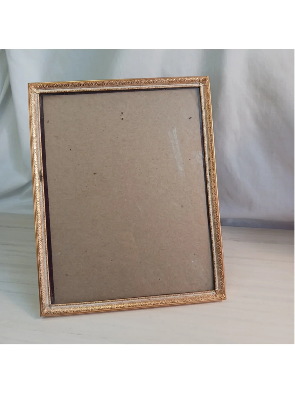 Vintage Gold Tone Picture Frame 8x10 Easel Style Red Velvet Back MCM